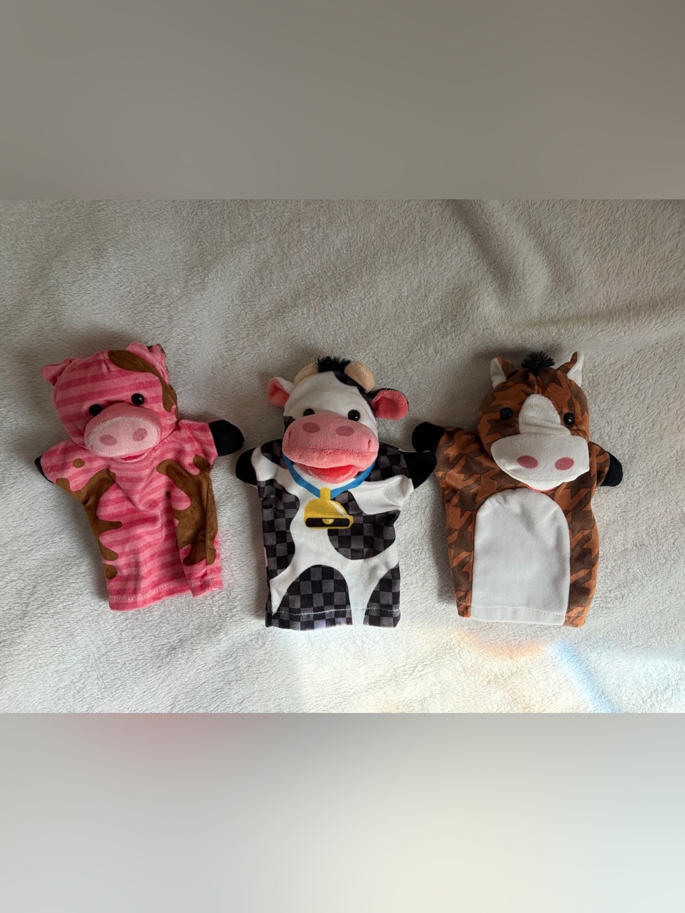 Plush Cow Hand Puppet - Black & White